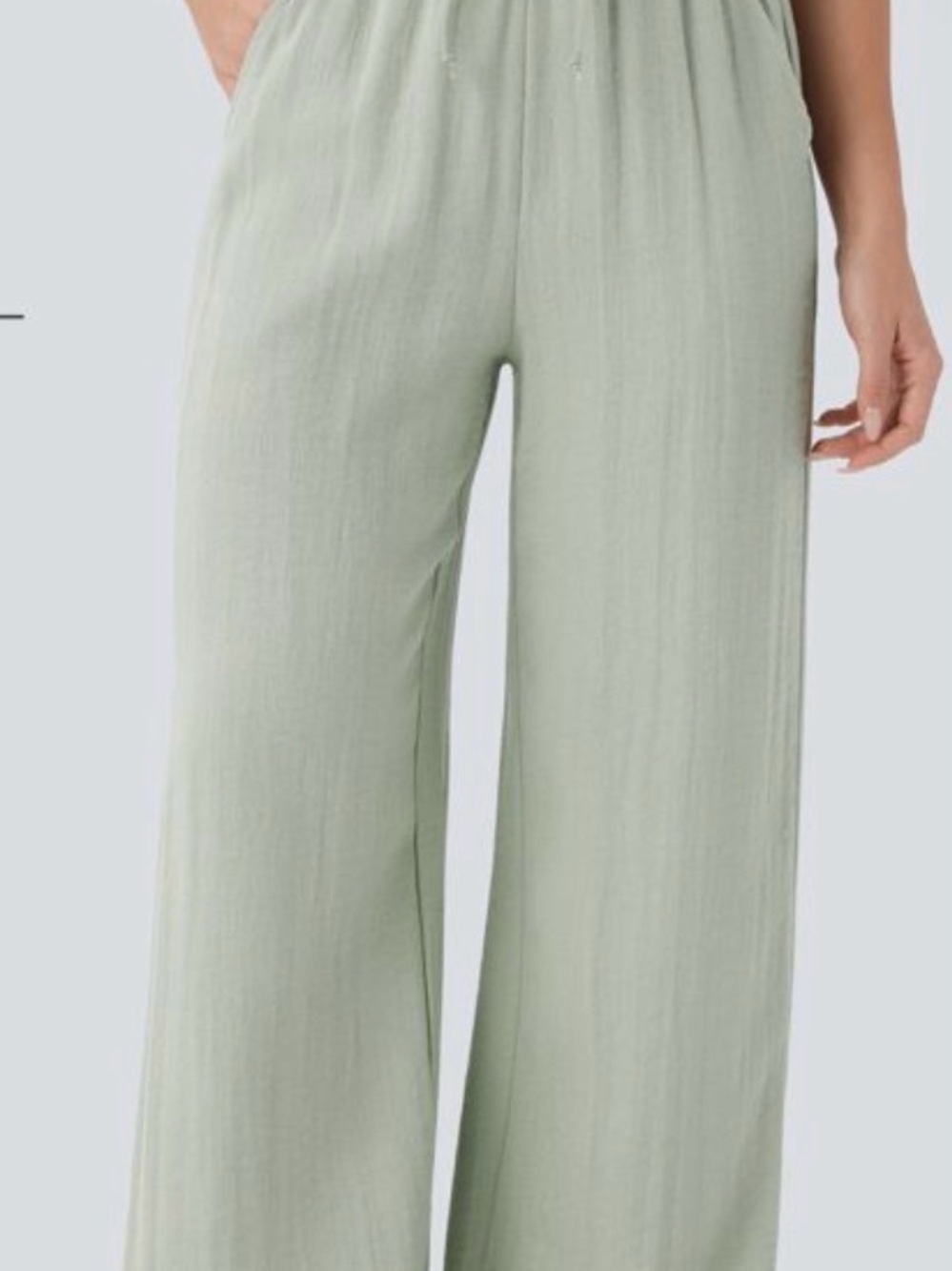 HALARA Light Sage Green Linen Drawstring Pants